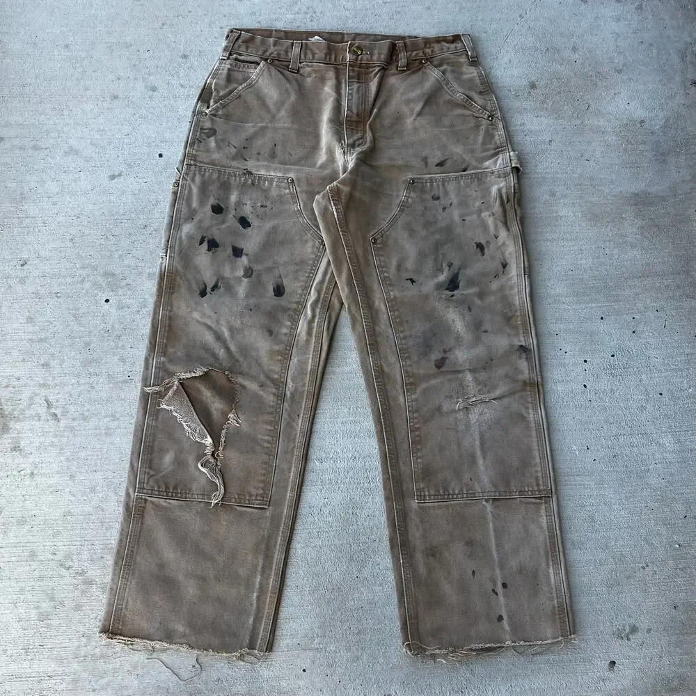 Carhartt B01 brown double knee work wear carpenter pants